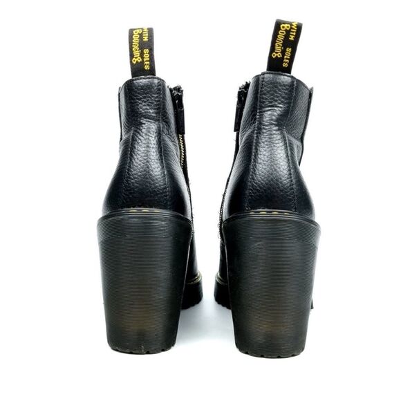 Dr. Martens Magdalena Black Leather Chunky Heel Zip Up Chelsea Boots Women 10 - Picture 7 of 8
